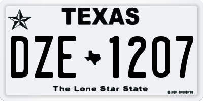TX license plate DZE1207