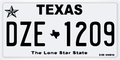 TX license plate DZE1209