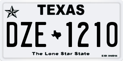 TX license plate DZE1210