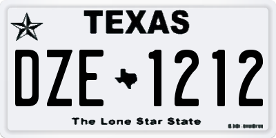 TX license plate DZE1212