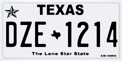 TX license plate DZE1214