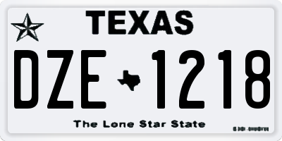 TX license plate DZE1218