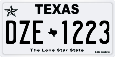TX license plate DZE1223