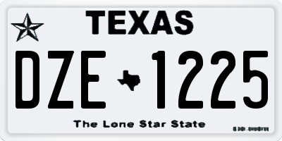 TX license plate DZE1225