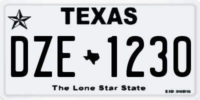 TX license plate DZE1230