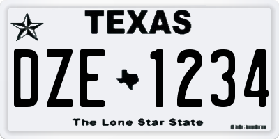 TX license plate DZE1234