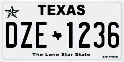 TX license plate DZE1236