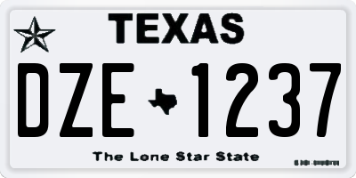 TX license plate DZE1237