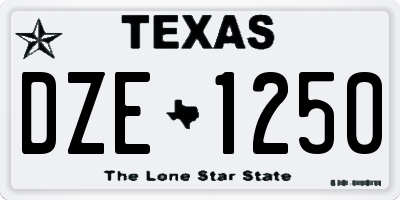 TX license plate DZE1250