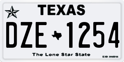 TX license plate DZE1254