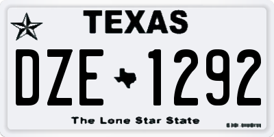 TX license plate DZE1292