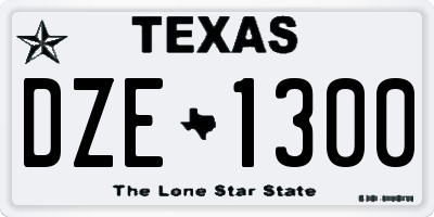 TX license plate DZE1300
