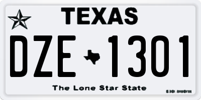 TX license plate DZE1301