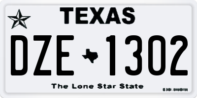TX license plate DZE1302