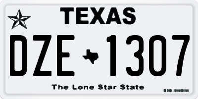 TX license plate DZE1307