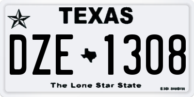TX license plate DZE1308