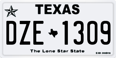 TX license plate DZE1309