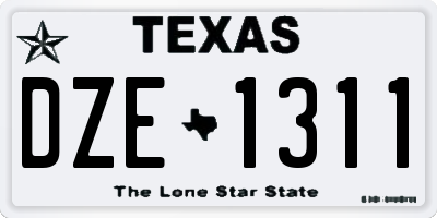 TX license plate DZE1311