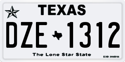 TX license plate DZE1312