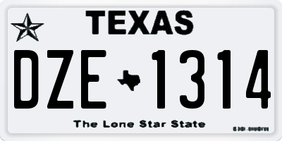 TX license plate DZE1314