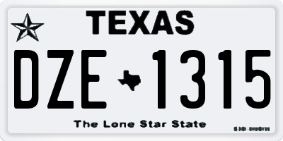 TX license plate DZE1315