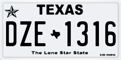 TX license plate DZE1316