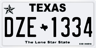 TX license plate DZE1334