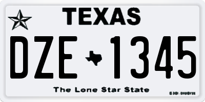 TX license plate DZE1345