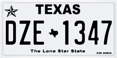 TX license plate DZE1347
