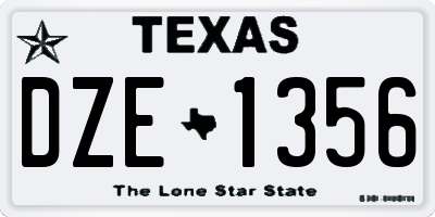 TX license plate DZE1356