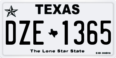 TX license plate DZE1365
