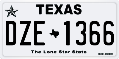 TX license plate DZE1366