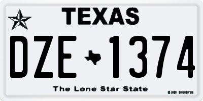 TX license plate DZE1374