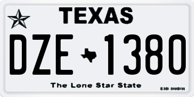 TX license plate DZE1380