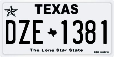 TX license plate DZE1381
