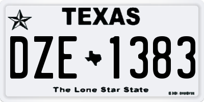 TX license plate DZE1383