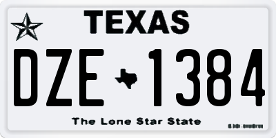 TX license plate DZE1384