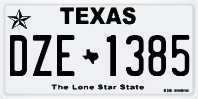TX license plate DZE1385