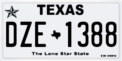 TX license plate DZE1388