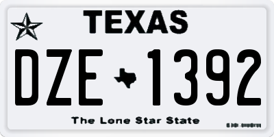 TX license plate DZE1392