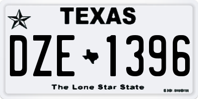 TX license plate DZE1396
