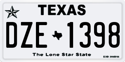 TX license plate DZE1398
