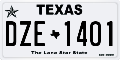 TX license plate DZE1401