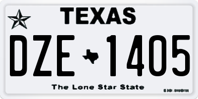 TX license plate DZE1405