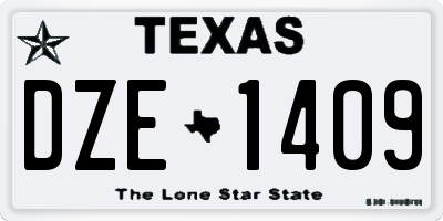 TX license plate DZE1409