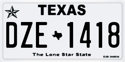 TX license plate DZE1418
