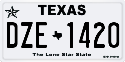 TX license plate DZE1420