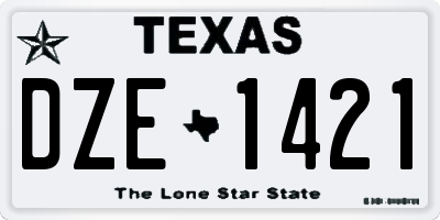 TX license plate DZE1421