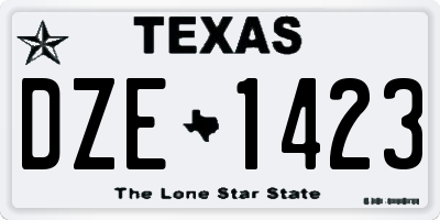 TX license plate DZE1423