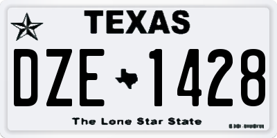 TX license plate DZE1428